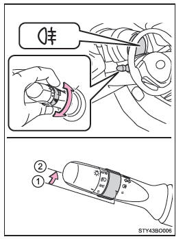 Toyota Aygo. Interruptor de la luz antiniebla trasera