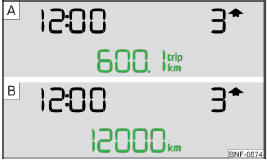 Volvo C30. Contador para el kilometraje recorrido