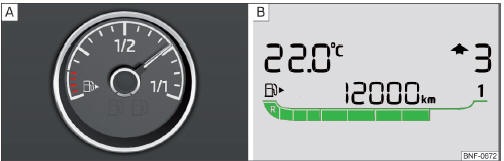 Volvo C30. Indicador del nivel de gasolina: Variante 1 / Variante 2