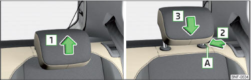Volvo C30. Reposacabezas traseros: mover hacia arriba / hacia abajo